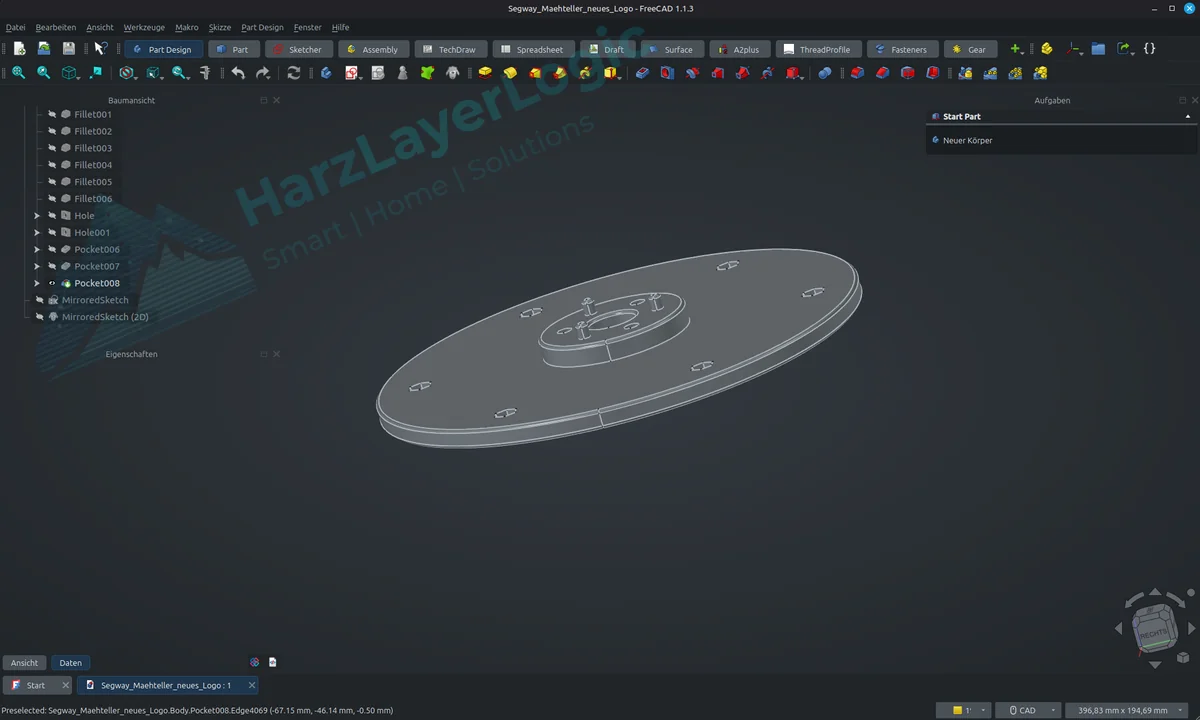 Mähteller für Navimow i105E – CAD-Ansicht 3